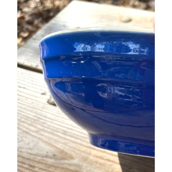 Vintage 9" Blue & White Ceramic Bowl Farmhouse Rustic Cottage Farmhouse Decor - Picture 6 of 10